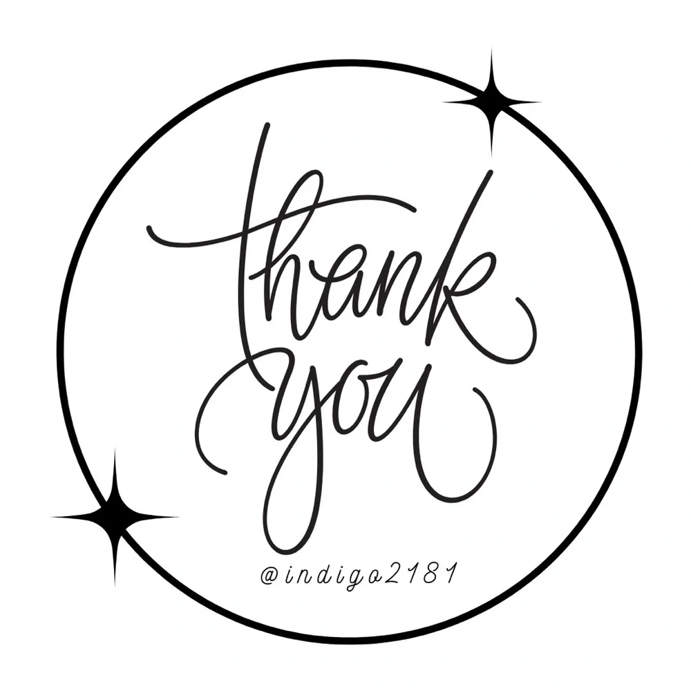 100 Custom Thank You Stickers Orange Green Blue Pink Purple Yellow